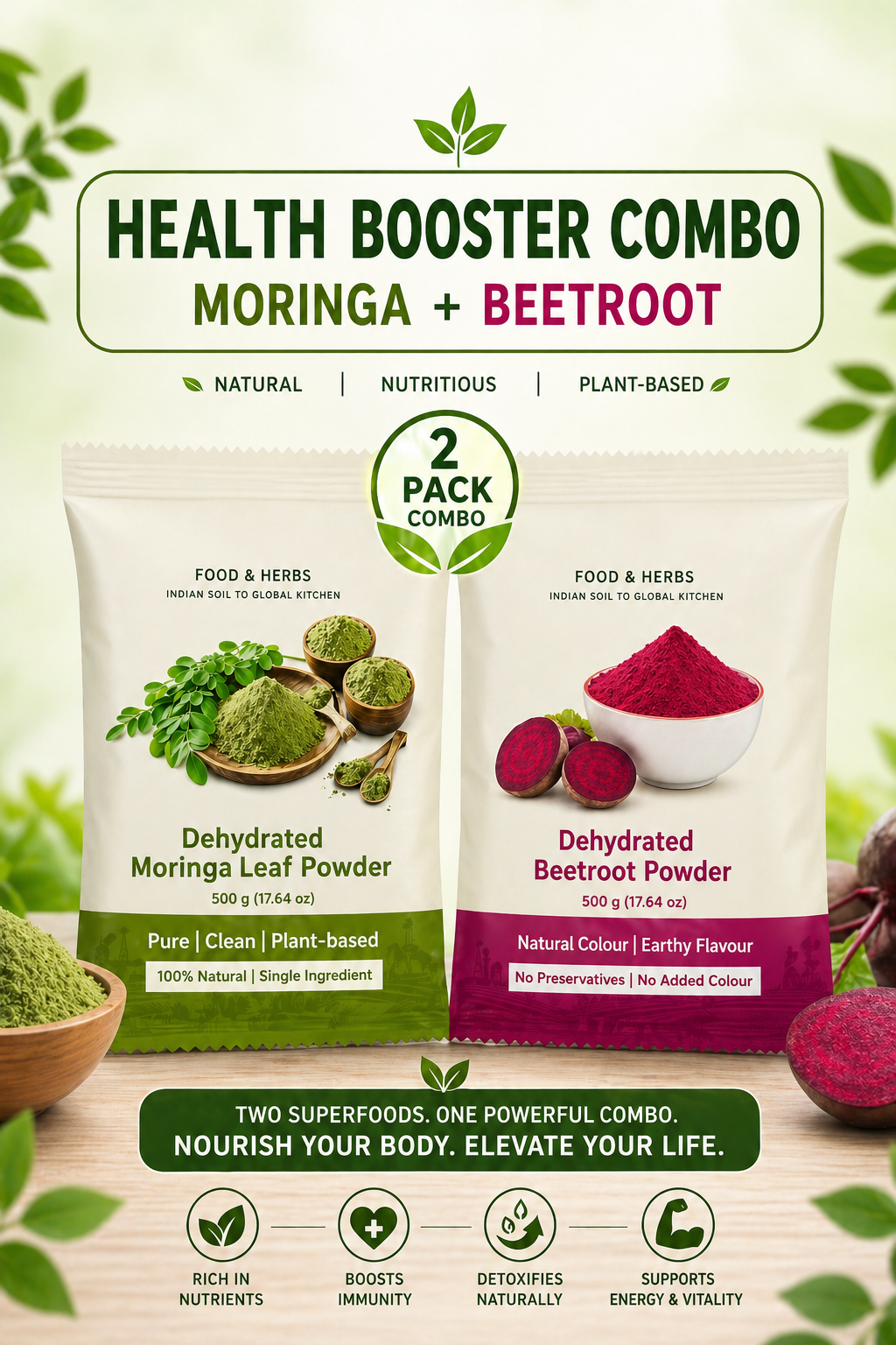 Health Booster Combo - Moringa Powder & Beetroot Powder