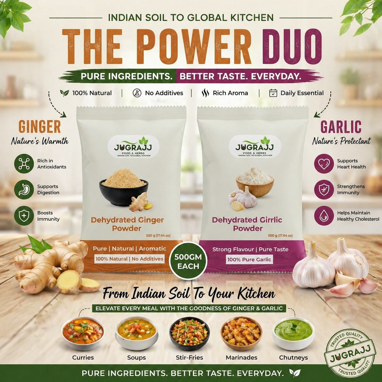 Daily Cooking combo - Ginger Powder & Garlic Powder