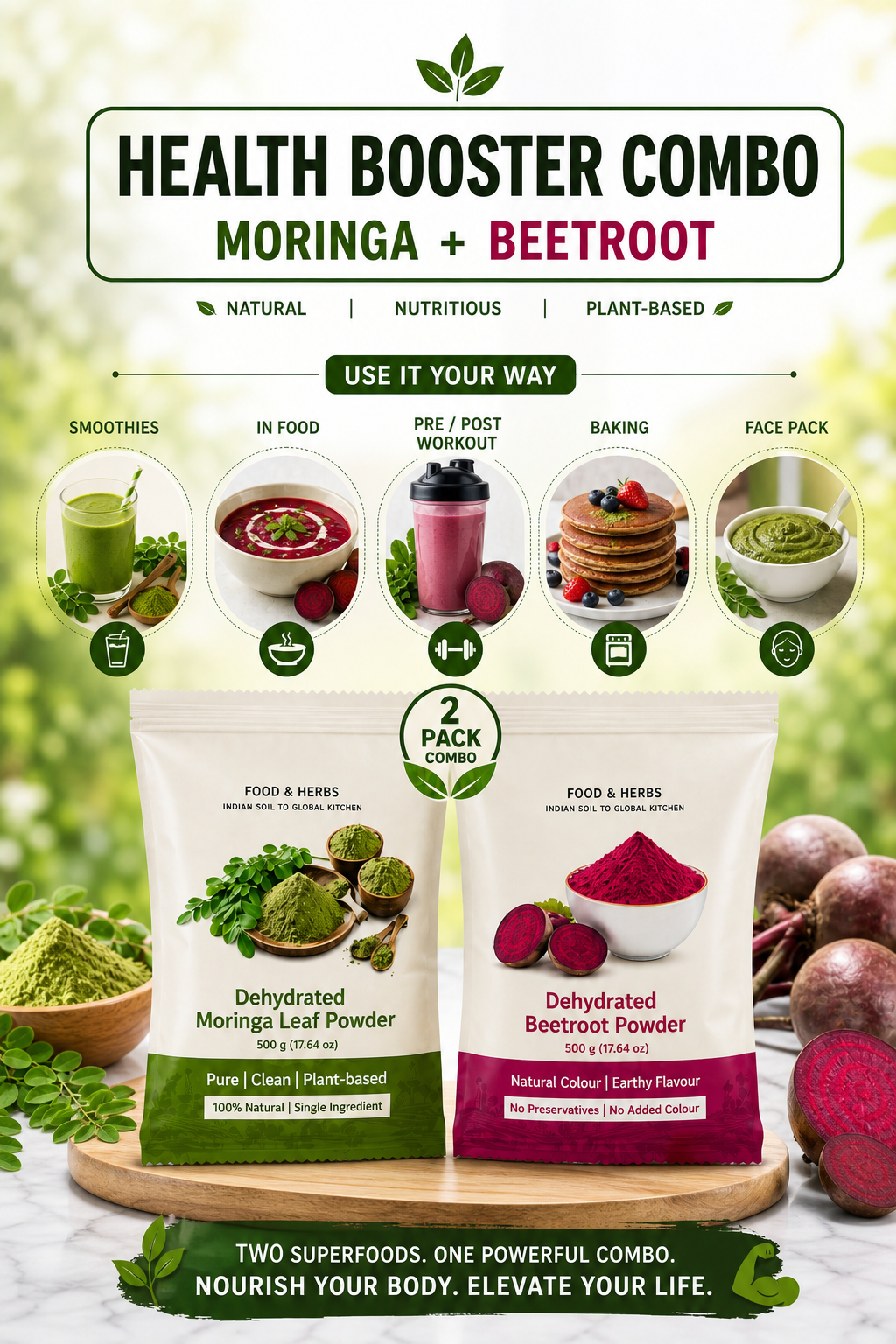 Health Booster Combo - Moringa Powder & Beetroot Powder