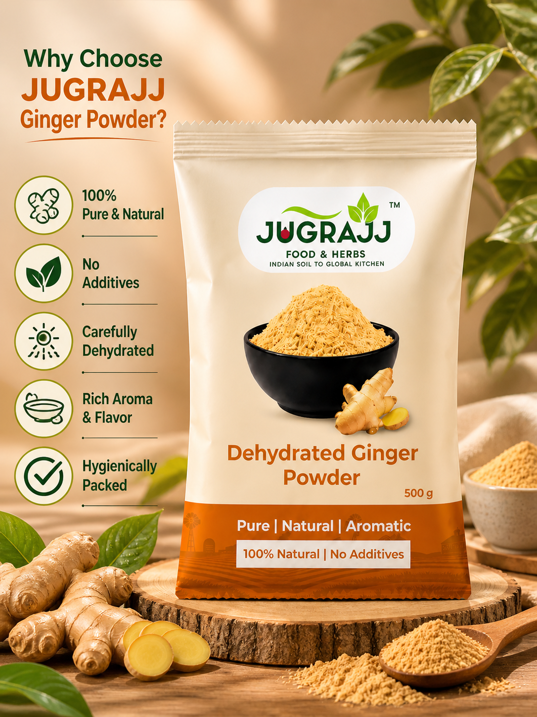 Dehydrated Ginger Powder – 100% Pure & Natural