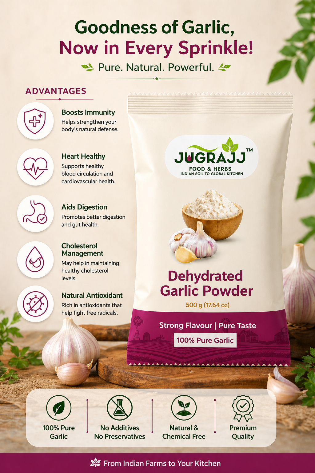 Dehydrated Garlic Powder – 100% Pure & Natural