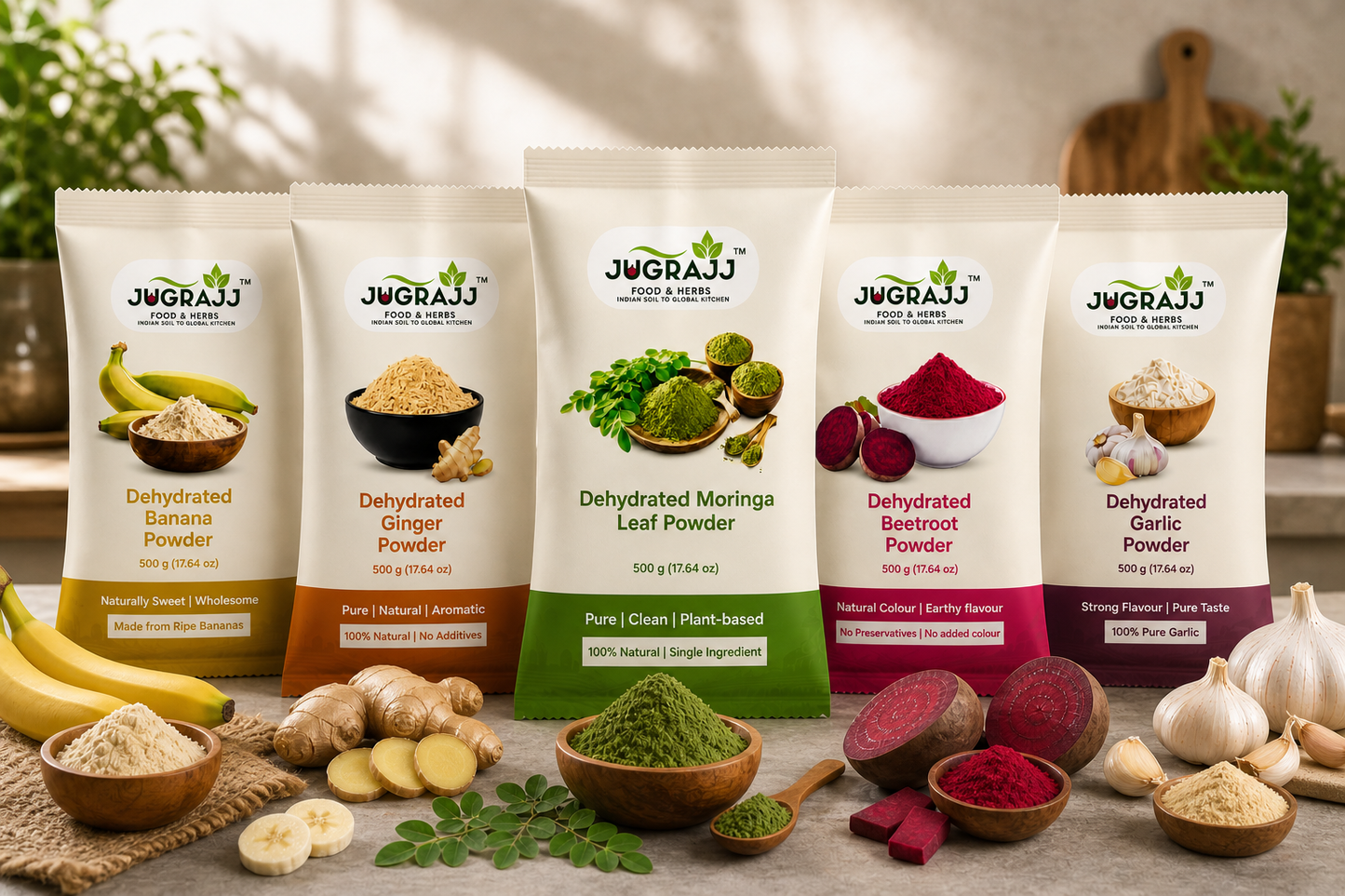 Complete 5 Product Combo - Ginger, Garlic, Banana, Beetroot & Moringa