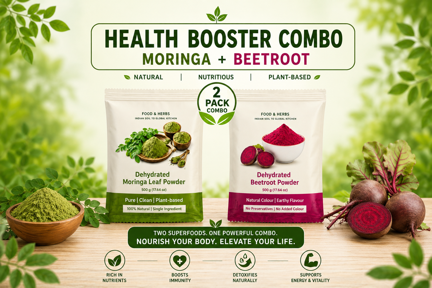 Health Booster Combo - Moringa Powder & Beetroot Powder
